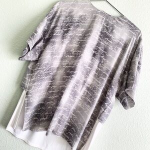 SPORTMAX MaxMara 100% silk graphic font print blouse grey short sleeve top M